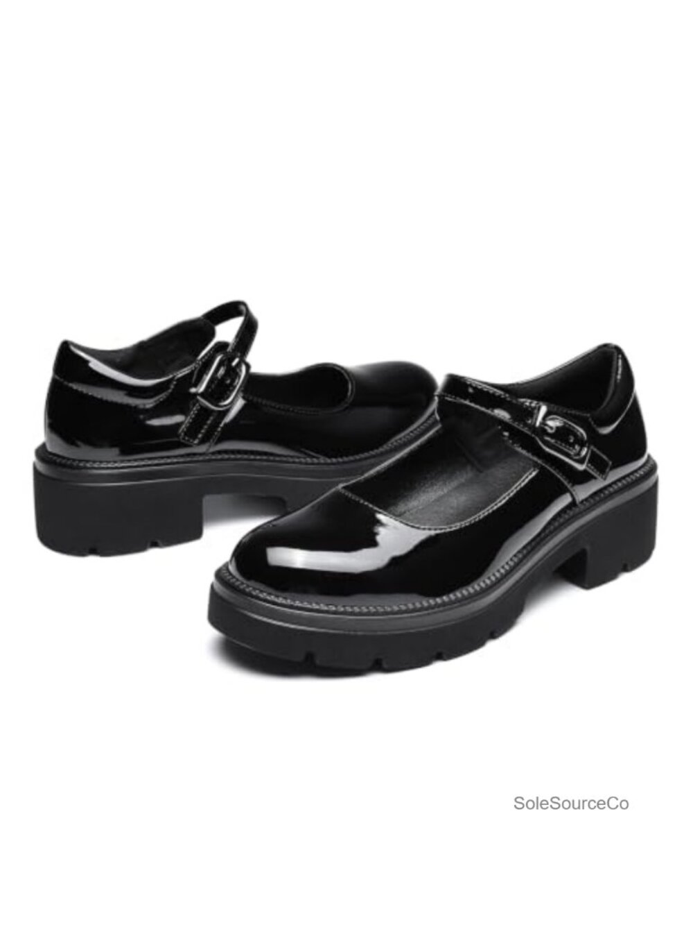 Women's Platform Mary Jane Pumps Chunky Block Heel Buckle Strap Closed Toe